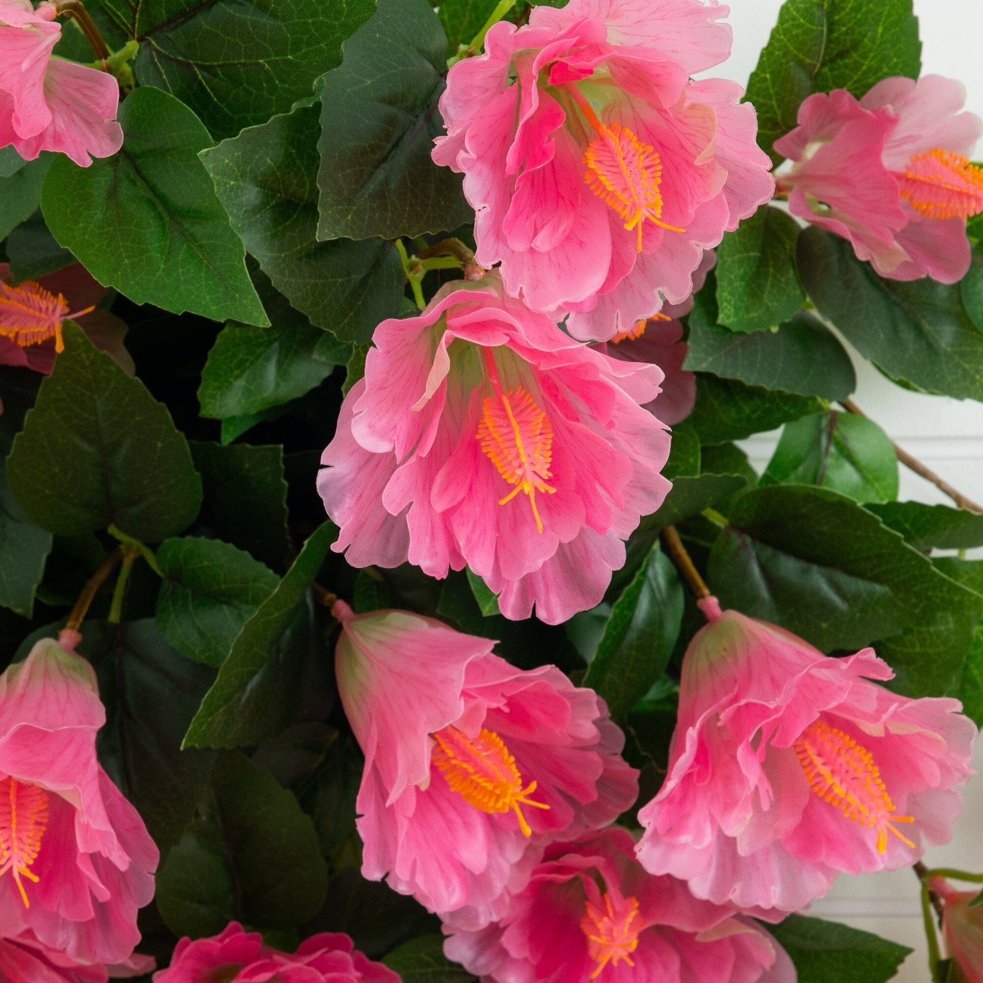 Hanging hibiscus plants set of 2, pink artificial flowers, UV resistant Nearly Natural on Tampa Home & Garden Store