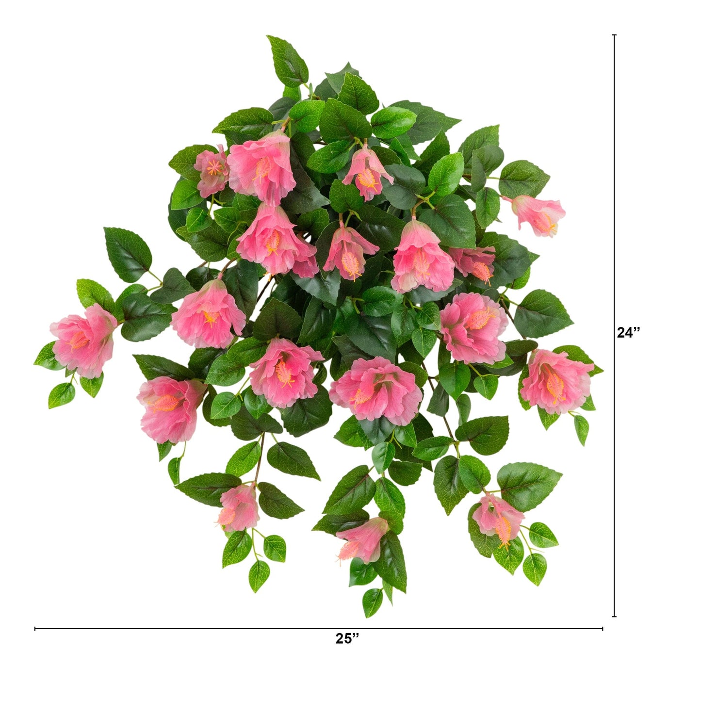 Nearly Natural 24-inch UV-resistant artificial hibiscus hanging plant set of 2, pink blooms on Tampa Home & Garden Store