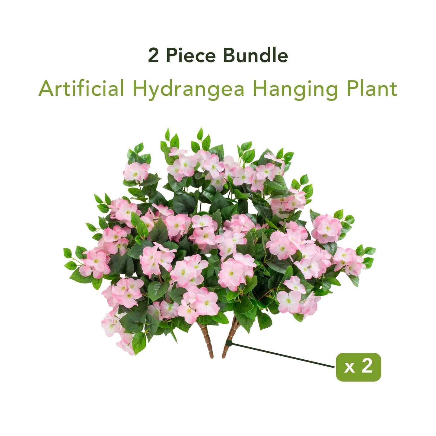 2-piece bundle of 24in UV-resistant Nearly Natural artificial hydrangea hanging plants on Tampa Home & Garden Store