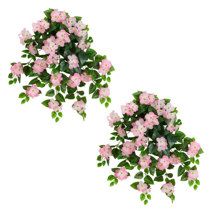 24in UV-resistant hydrangea hanging plant set of 2 by Nearly Natural, pink blooms on Tampa Home & Garden Store