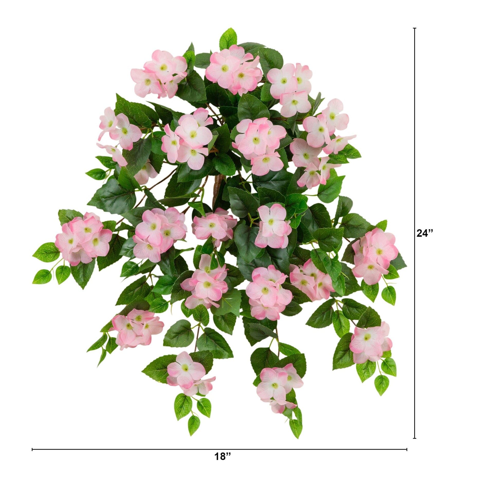 Artificial hydrangea hanging plant 24in UV resistant pink blooms Nearly Natural set of 2 on Tampa Home & Garden Store