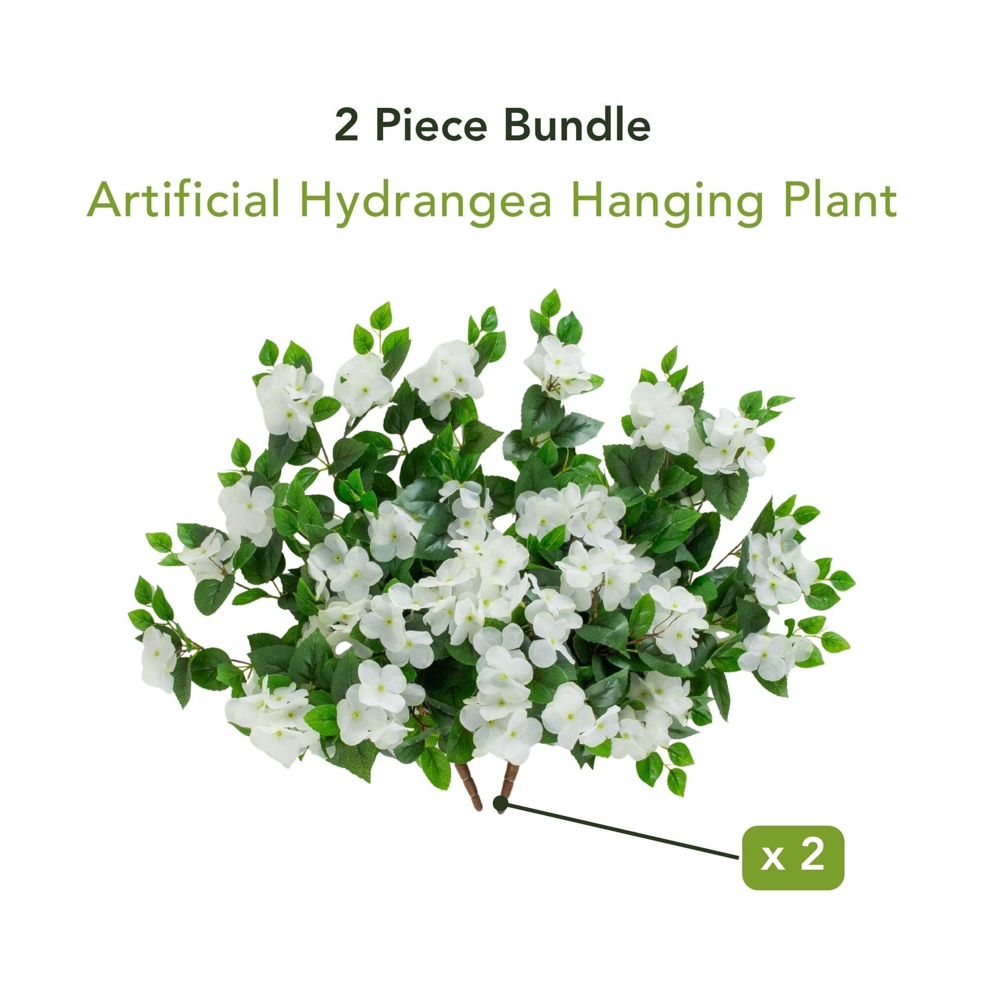 Hydrangea hanging plant 24in UV-resistant artificial white blooms Nearly Natural 2-piece bundle on Tampa Home & Garden Store