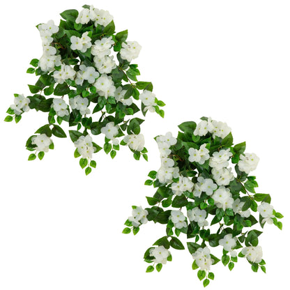 Hanging hydrangea plant 24in UV-resistant artificial white blooms set of 2 Nearly Natural on Tampa Home & Garden Store