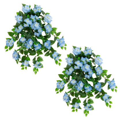 Artificial hydrangea hanging plant, 24in, blue blooms with green leaves, Nearly Natural 2-pack on Tampa Home & Garden Store