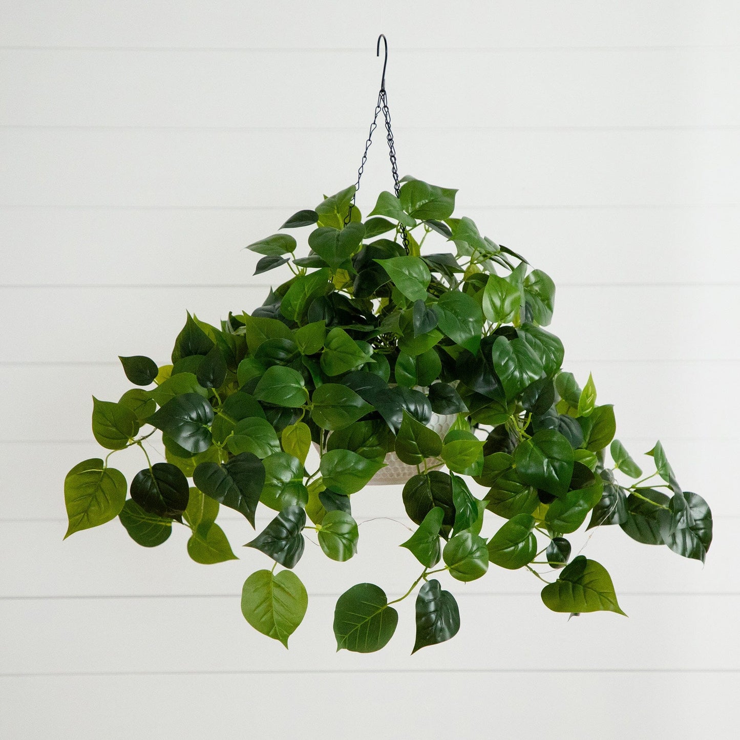 Artificial Philodendron and Glowing Hanging Basket