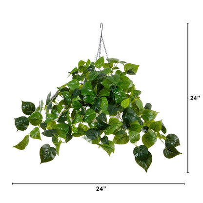 Artificial Philodendron and Glowing Hanging Basket