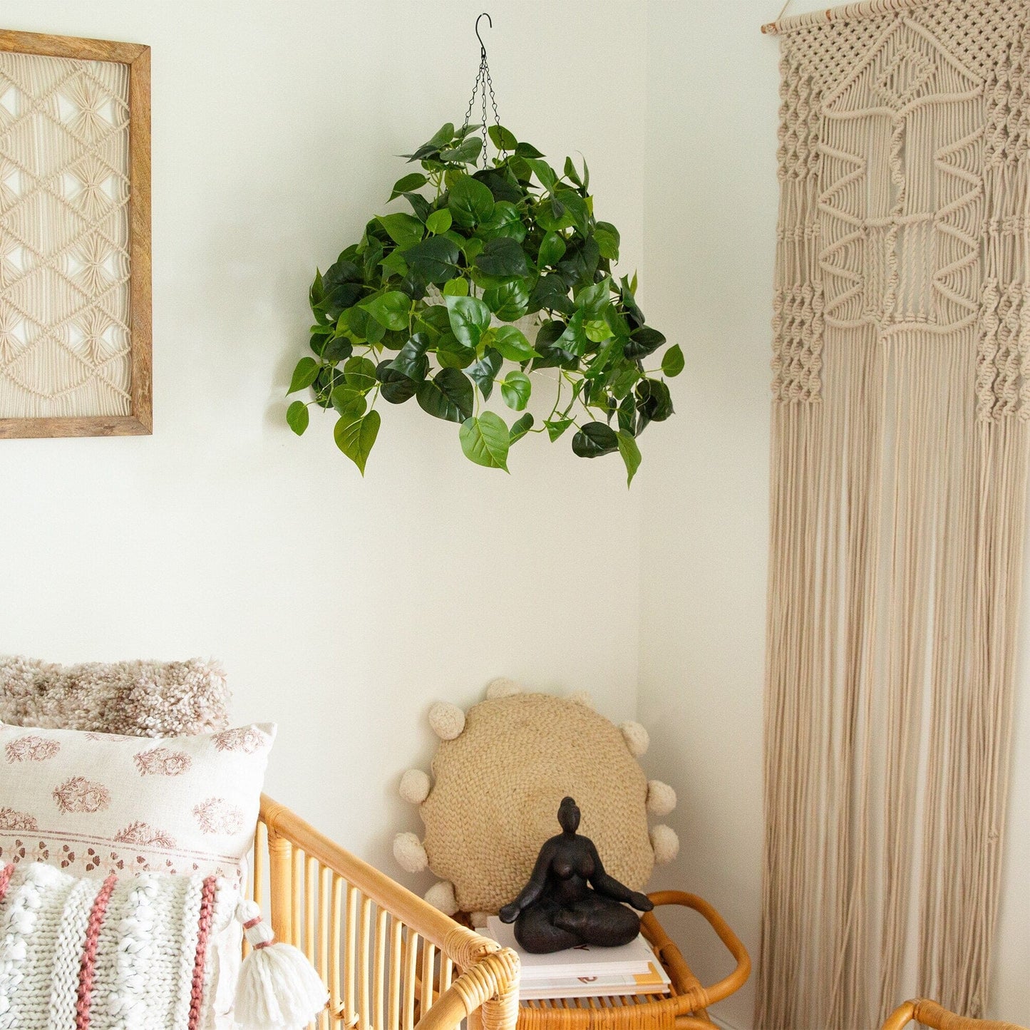 Artificial Philodendron and Glowing Hanging Basket