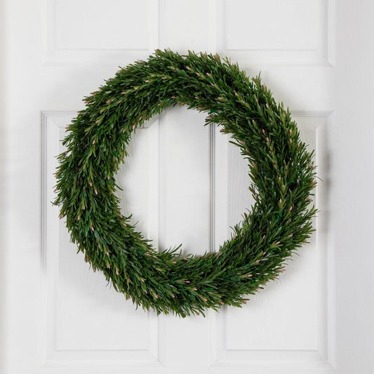 Rosemary artificial wreath 24in by Nearly Natural, UV resistant for indoor/outdoor use on Tampa Home & Garden Store
