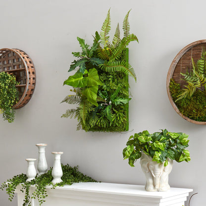 Artificial Living Wall 24x16 with mixed green foliage by Nearly Natural on Tampa Home & Garden Store