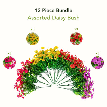 24in UV resistant artificial daisy hanging bundle, 12-piece assorted daisies on Tampa Home & Garden Store