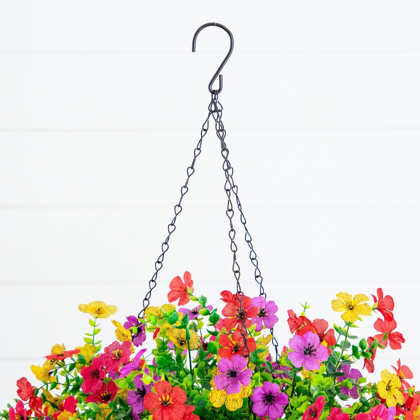 24in UV resistant artificial daisy hanging basket kit Nearly Natural indoor/outdoor blooms on Tampa Home & Garden Store