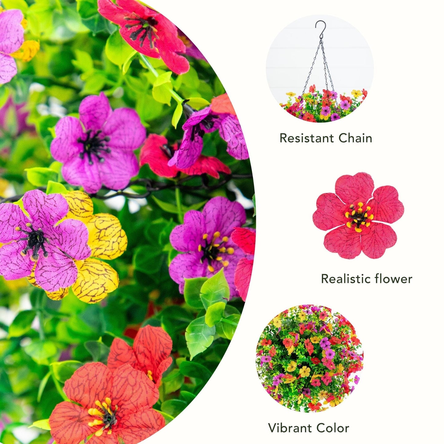 Daisy hanging basket DIY kit, 24in UV resistant artificial flowers by Nearly Natural, set of 2 on Tampa Home & Garden Store