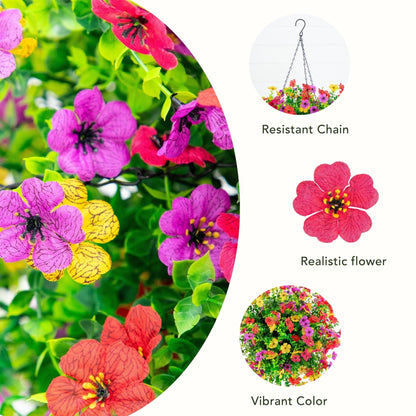 Daisy hanging basket DIY kit, 24in UV resistant artificial flowers by Nearly Natural, set of 2 on Tampa Home & Garden Store