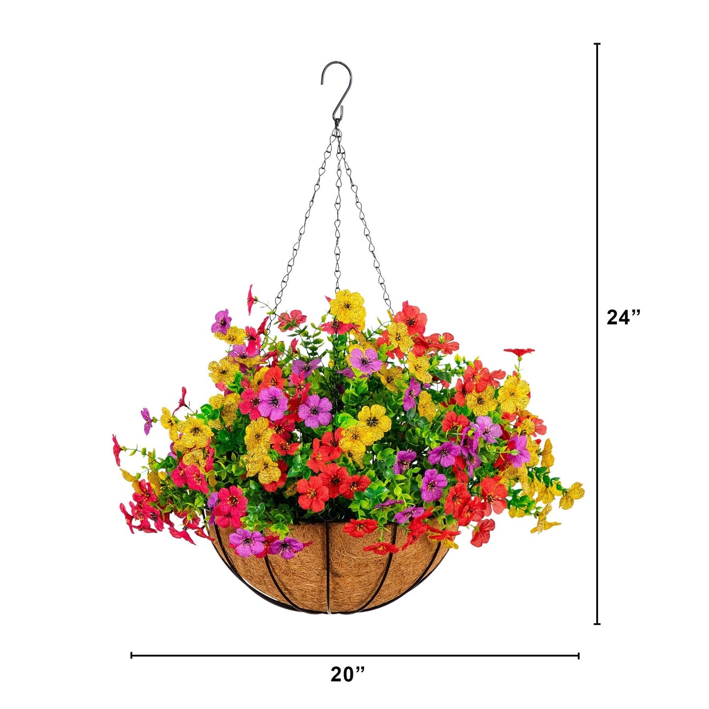 24in UV resistant artificial daisy hanging basket set of 2 indoor/outdoor Nearly Natural on Tampa Home & Garden Store
