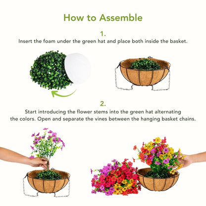 24in UV-resistant artificial daisy hanging basket kit by Nearly Natural set of 2 blooms on Tampa Home & Garden Store