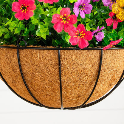 24in UV resistant artificial daisy hanging basket kit set of 2 with pink blooms on Tampa Home & Garden Store