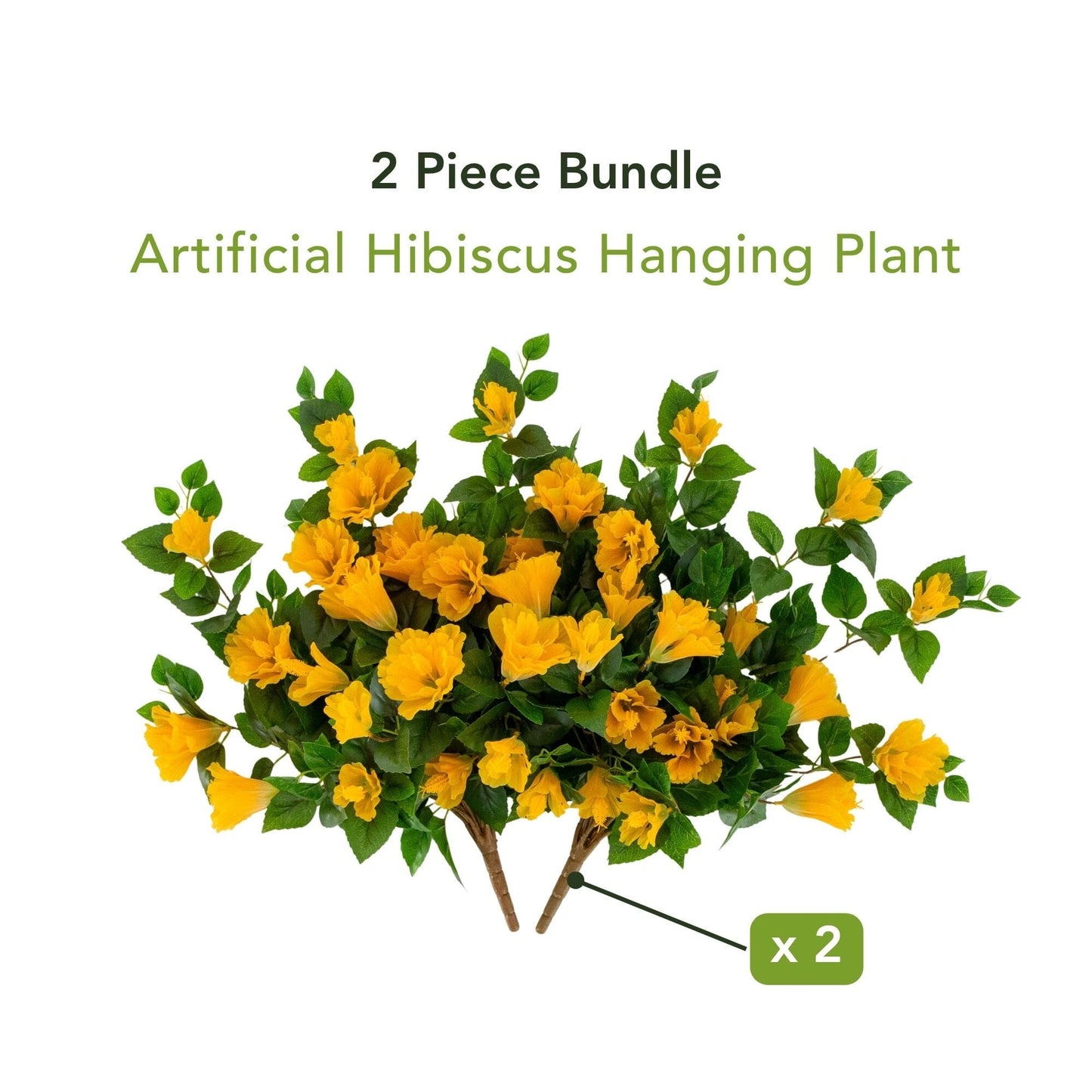 Artificial hibiscus hanging plant, 2-piece bundle, 24-inch UV resistant, yellow blooms, Nearly Natural on Tampa Home & Garden Store