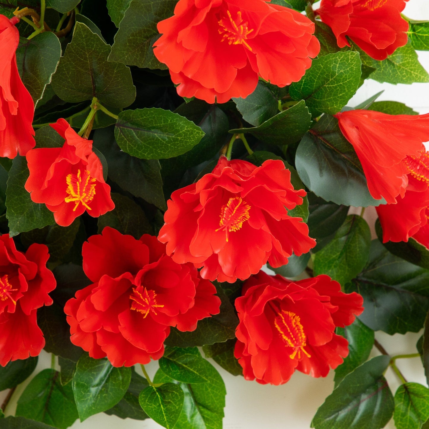 Hanging artificial hibiscus plant set of 2 with red blooms and green leaves by Nearly Natural on Tampa Home & Garden Store