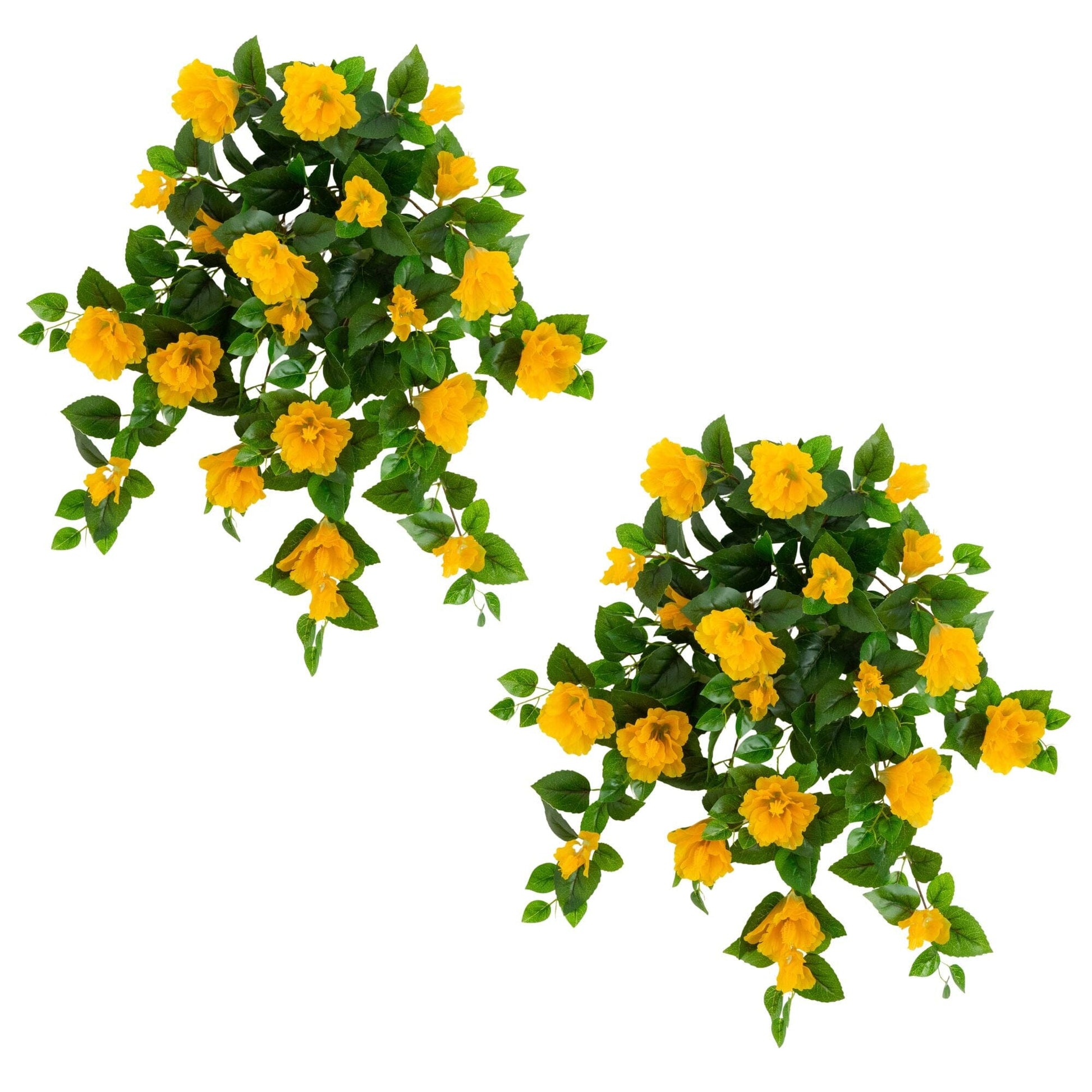 Hibiscus Hanging Plant 24in UV Resistant, Nearly Natural set of 2 with yellow blooms on Tampa Home & Garden Store