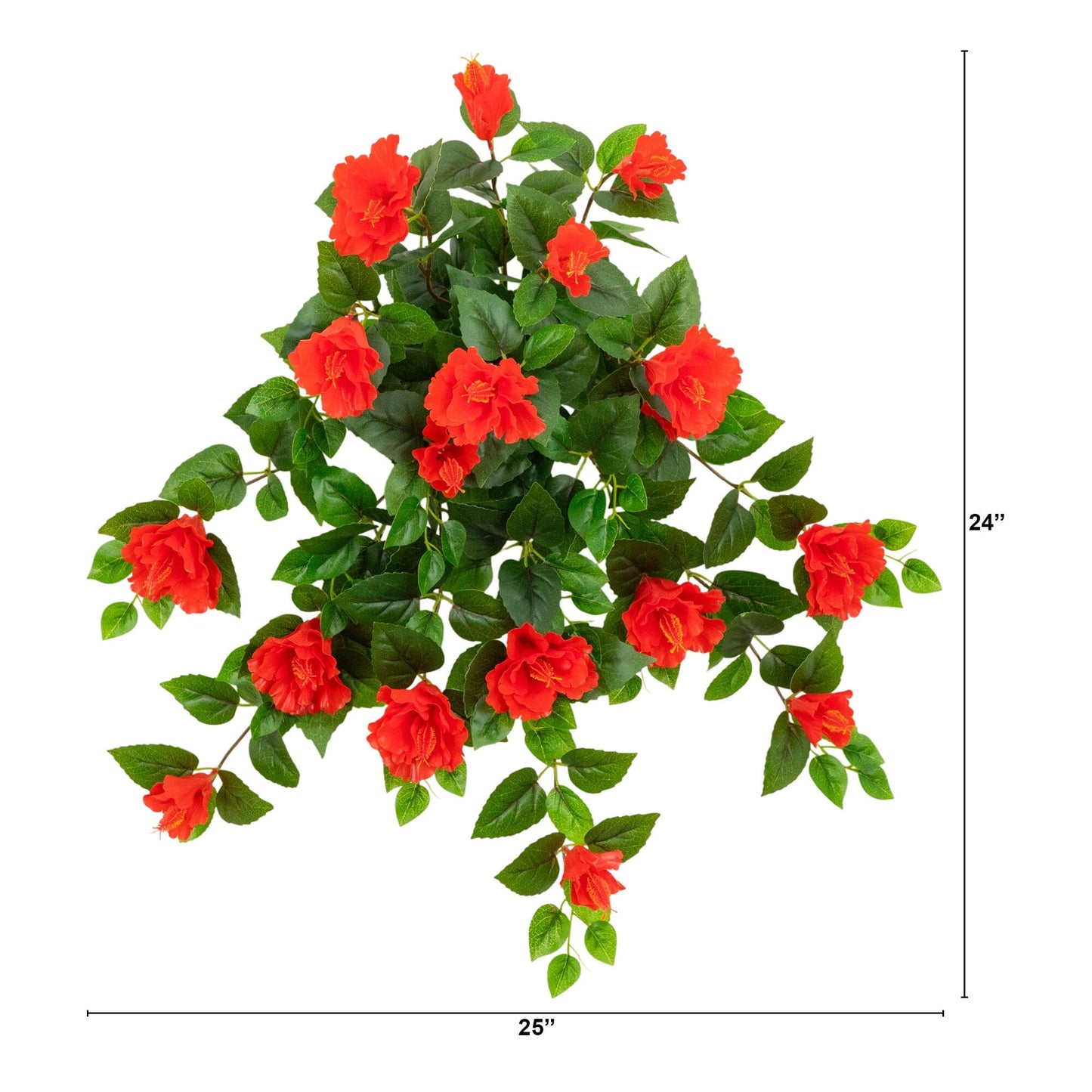 Nearly Natural 24-inch UV-resistant hibiscus hanging plant set of 2 with orange blooms on Tampa Home & Garden Store