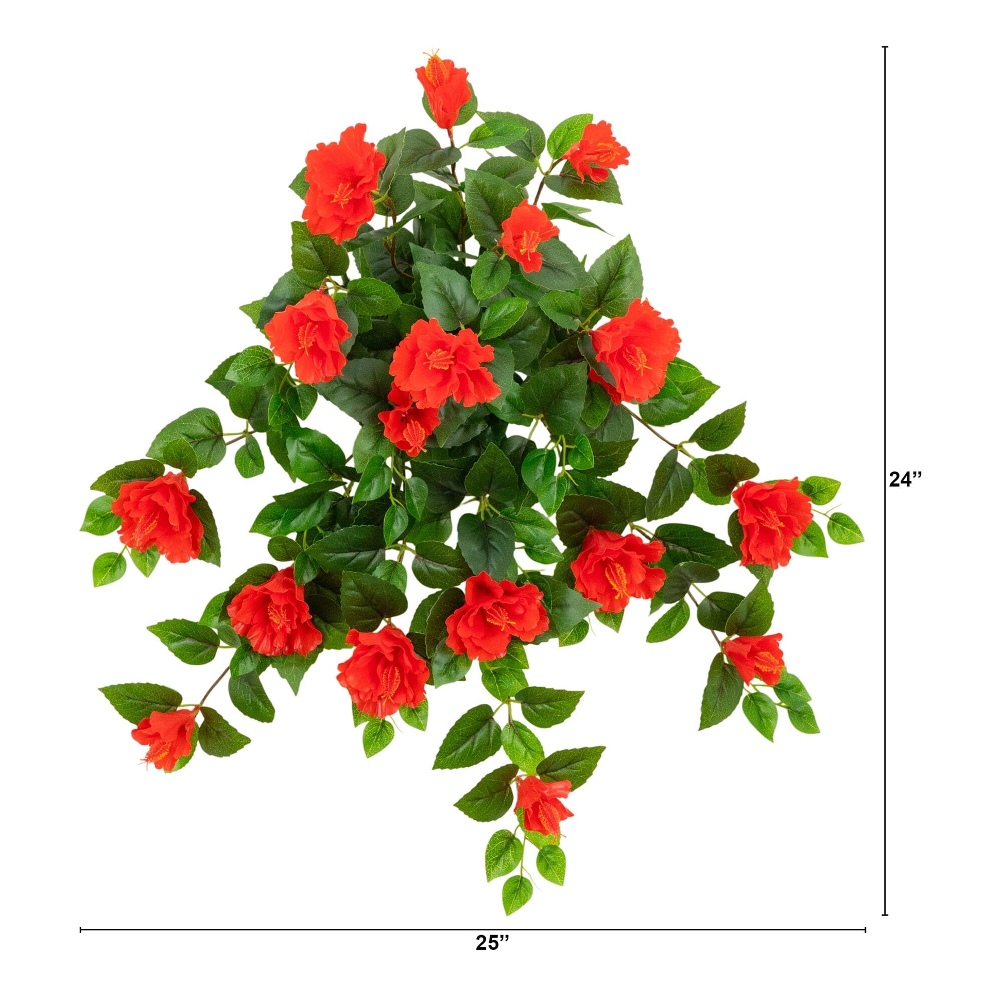Nearly Natural 24-inch UV-resistant hibiscus hanging plant set of 2 with orange blooms on Tampa Home & Garden Store