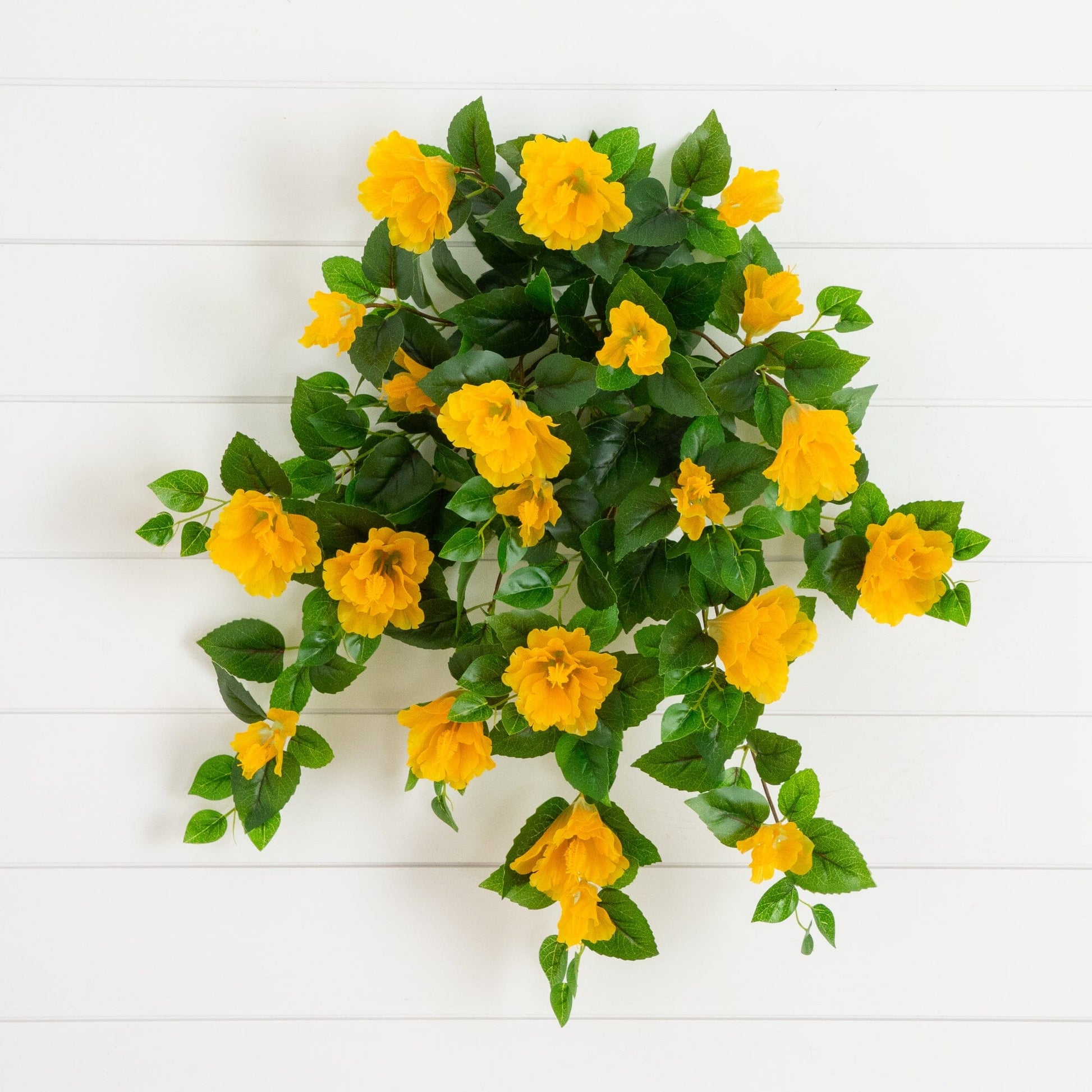 Artificial hibiscus hanging plant set of 2, UV resistant, yellow blooms by Nearly Natural on Tampa Home & Garden Store