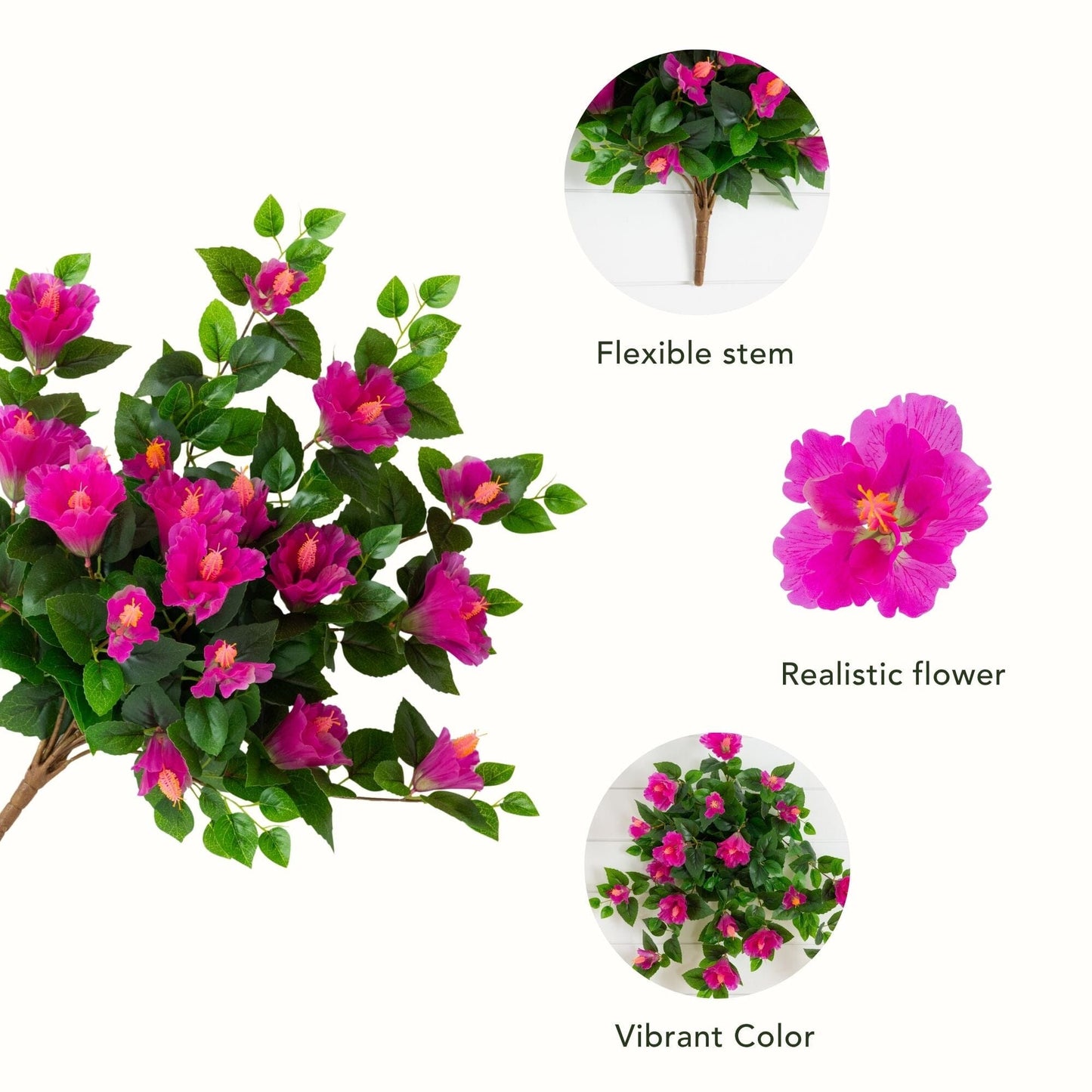Hanging hibiscus plant set of 2, 24in, pink blooms with green leaves on Tampa Home & Garden Store