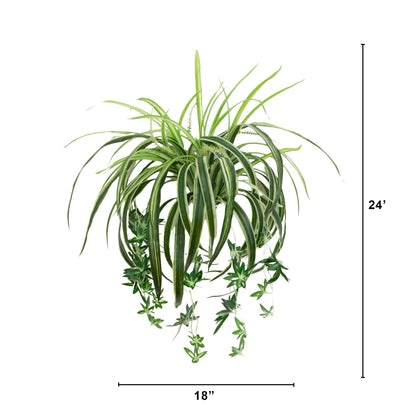 Spider bush 24in UV resistant artificial set of 3 with variegated leaves indoor outdoor on Tampa Home & Garden Store