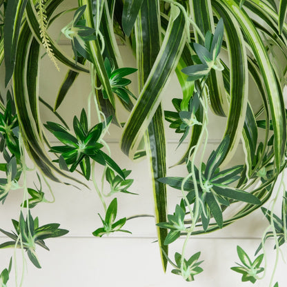 Artificial spider bush Nearly Natural 24in UV-resistant set of 3 with green leaves on Tampa Home & Garden Store