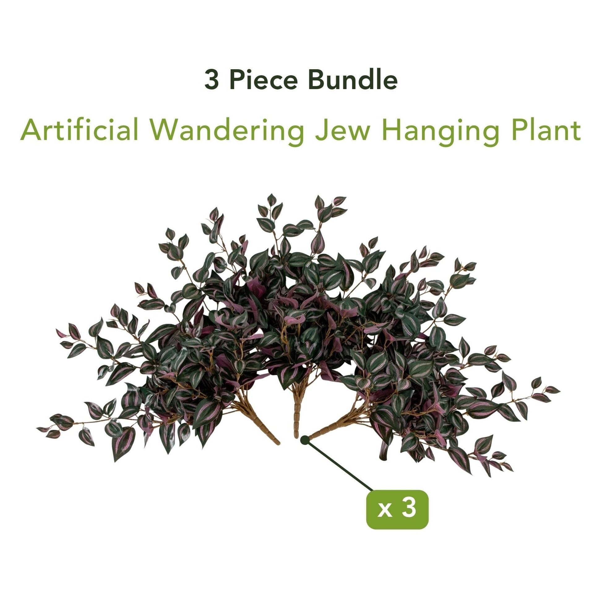 Artificial Wandering Jew Hanging Plant from Nearly Natural, 24in, set of 3, dark leaves on Tampa Home & Garden Store