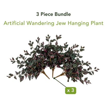 Artificial Wandering Jew Hanging Plant from Nearly Natural, 24in, set of 3, dark leaves on Tampa Home & Garden Store
