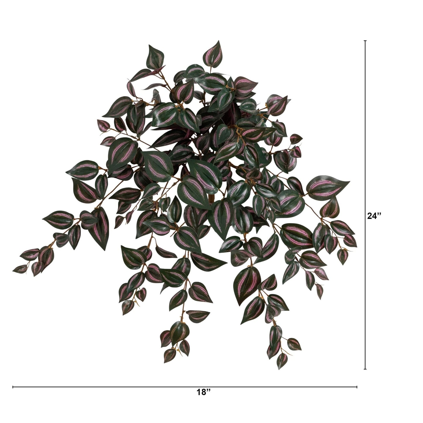 Nearly Natural 24-inch UV-resistant Wandering Jew hanging plant set of 3 with pink-striped leaves on Tampa Home & Garden Store