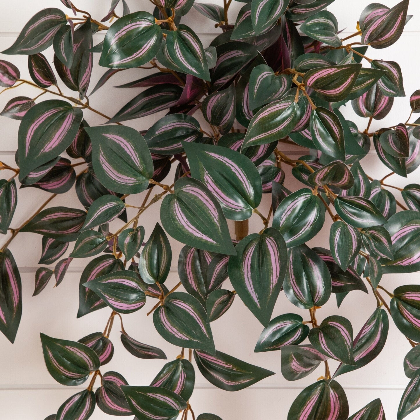 Artificial Wandering Jew hanging plant trio 24 in UV resistant green with pink stripes on Tampa Home & Garden Store