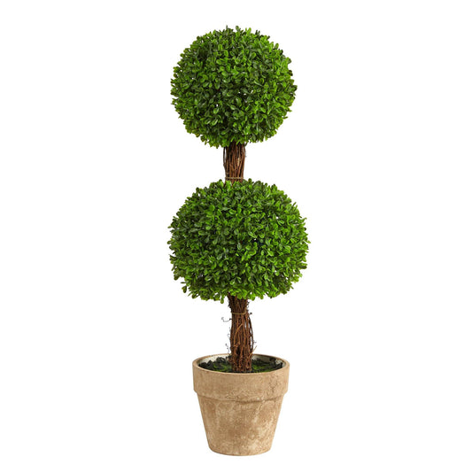 2.5’ Boxwood Double Ball Topiary Artificial Tree (Indoor/Outdoor) - Tampa Home & Garden Store
