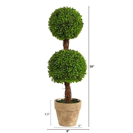 2.5’ Boxwood Double Ball Topiary Artificial Tree (Indoor/Outdoor) - Tampa Home & Garden Store