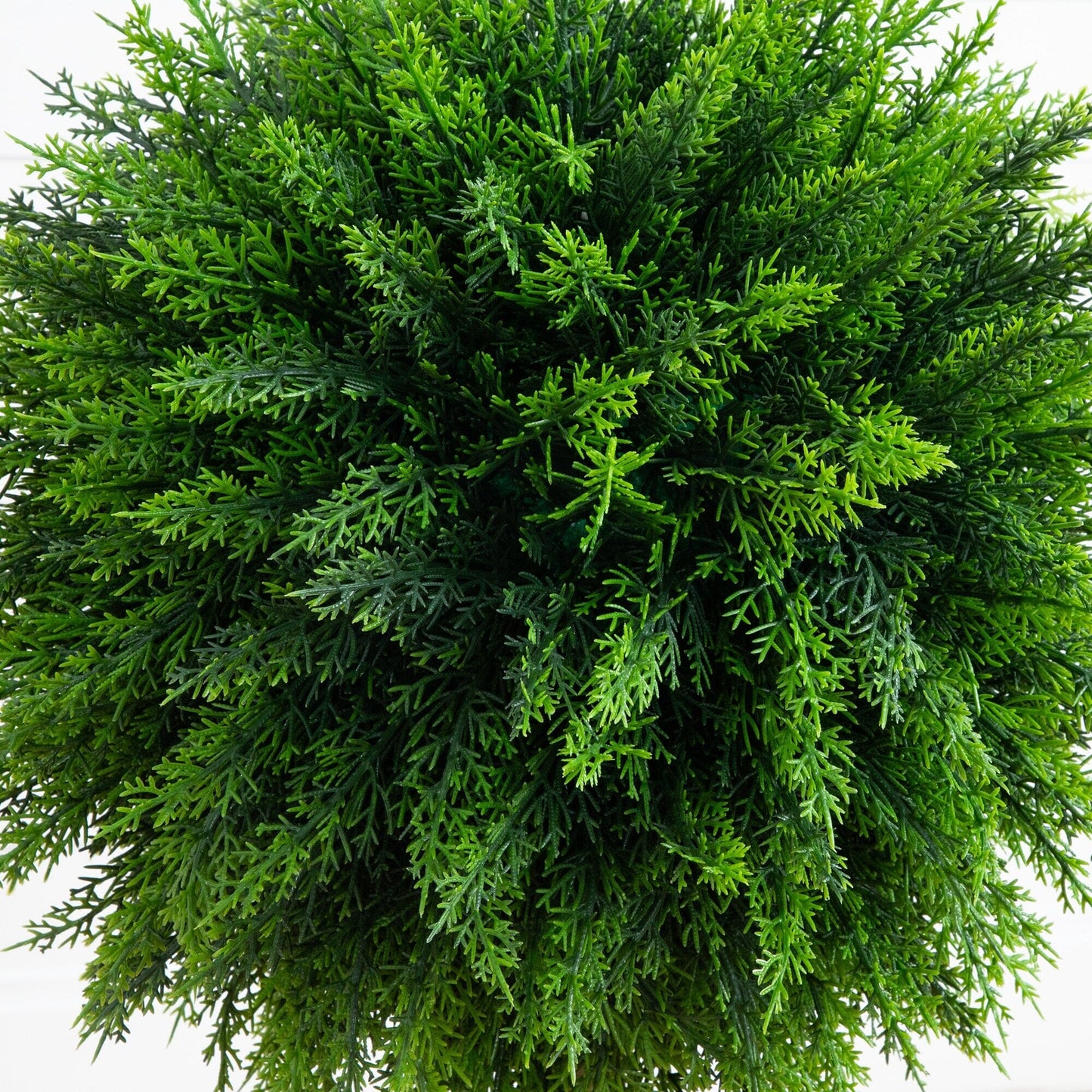 Artificial Cedar Ball With A White Planter Base