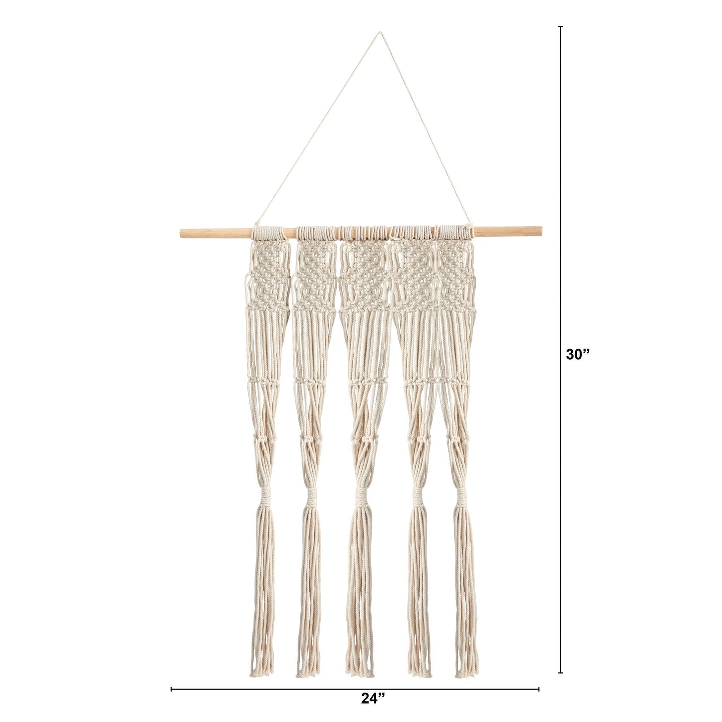 2.5' x 2' Handwoven Macrame Wall Hanging Decor by Nearly Natural with natural cotton cords on Tampa Home & Garden Store