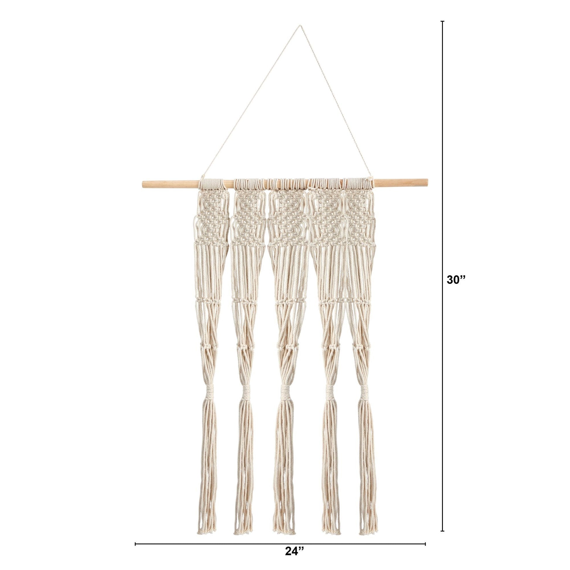 2.5' x 2' Handwoven Macrame Wall Hanging Decor by Nearly Natural with natural cotton cords on Tampa Home & Garden Store
