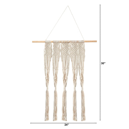 2.5' x 2' Handwoven Macrame Wall Hanging Decor by Nearly Natural with natural cotton cords on Tampa Home & Garden Store