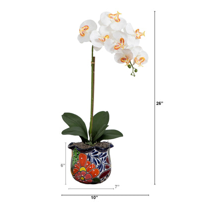 Artificial Orchid in a Handmade Talavera Planter