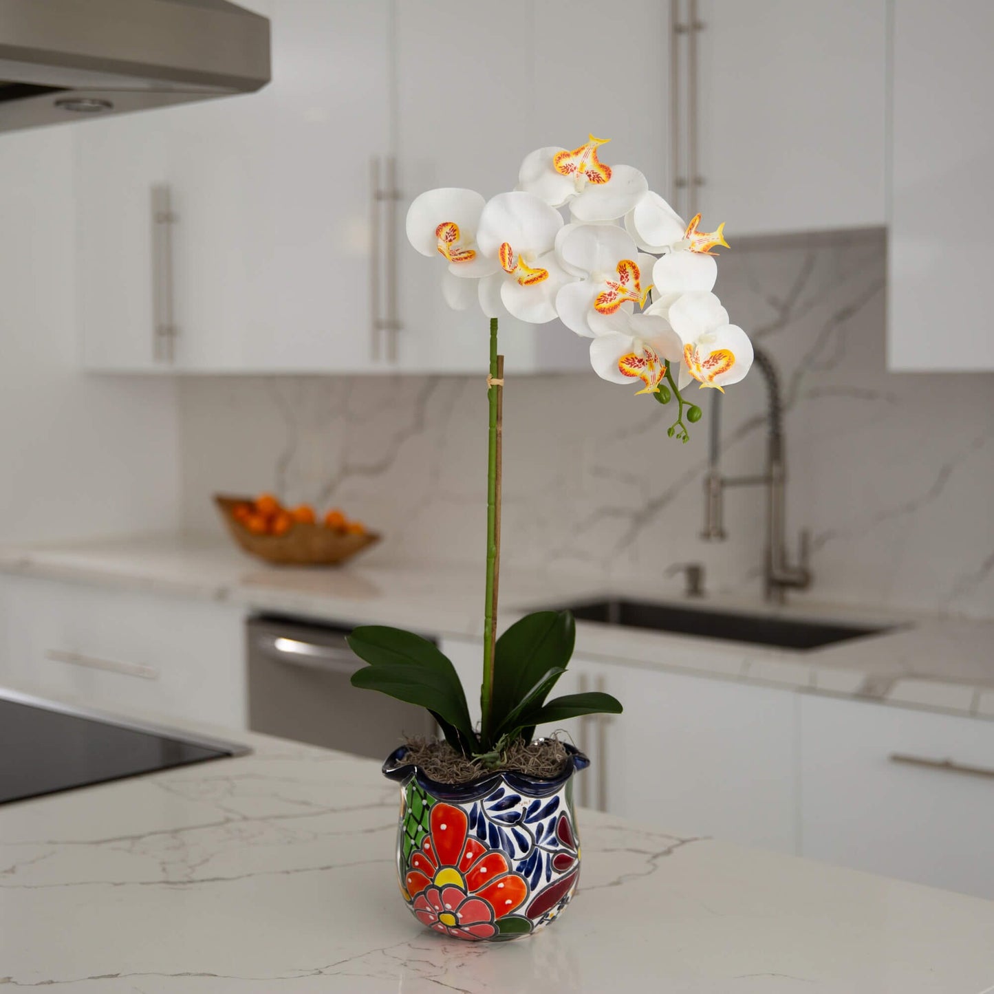 Artificial Orchid in a Handmade Talavera Planter