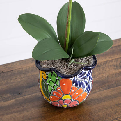 Artificial Orchid in a Handmade Talavera Planter