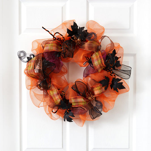 26" Halloween Spider Mesh Wreath