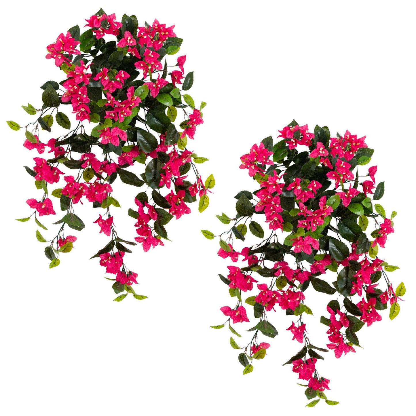 Artificial bougainvillea hanging plant 2, 28in pink blooms UV resistant Nearly Natural on Tampa Home & Garden Store