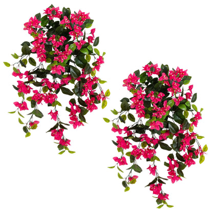 Artificial bougainvillea hanging plant 2, 28in pink blooms UV resistant Nearly Natural on Tampa Home & Garden Store