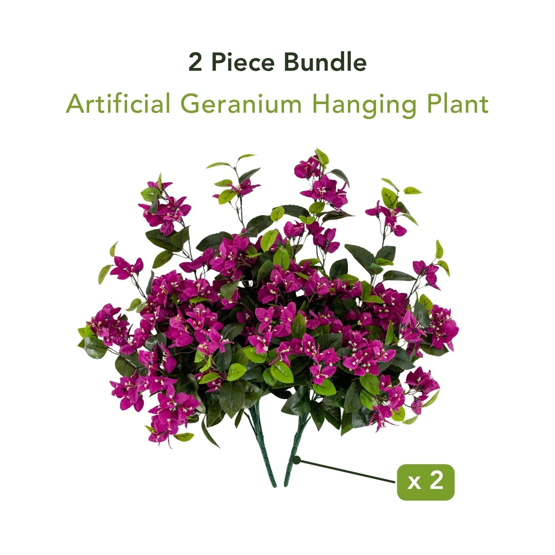 Artificial bougainvillea hanging plant, 28-inch, UV resistant, set of 2, magenta blooms on Tampa Home & Garden Store