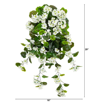 Nearly Natural 29in UV‑resistant white geranium hanging plant set of 2 indoor/outdoor on Tampa Home & Garden Store