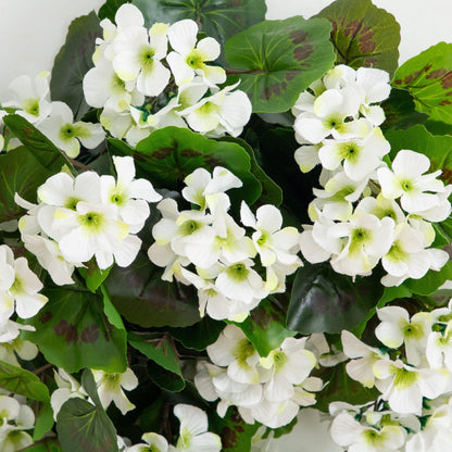 Nearly Natural 29in UV Resistant artificial geranium hanging plant set of 2 white blooms on Tampa Home & Garden Store