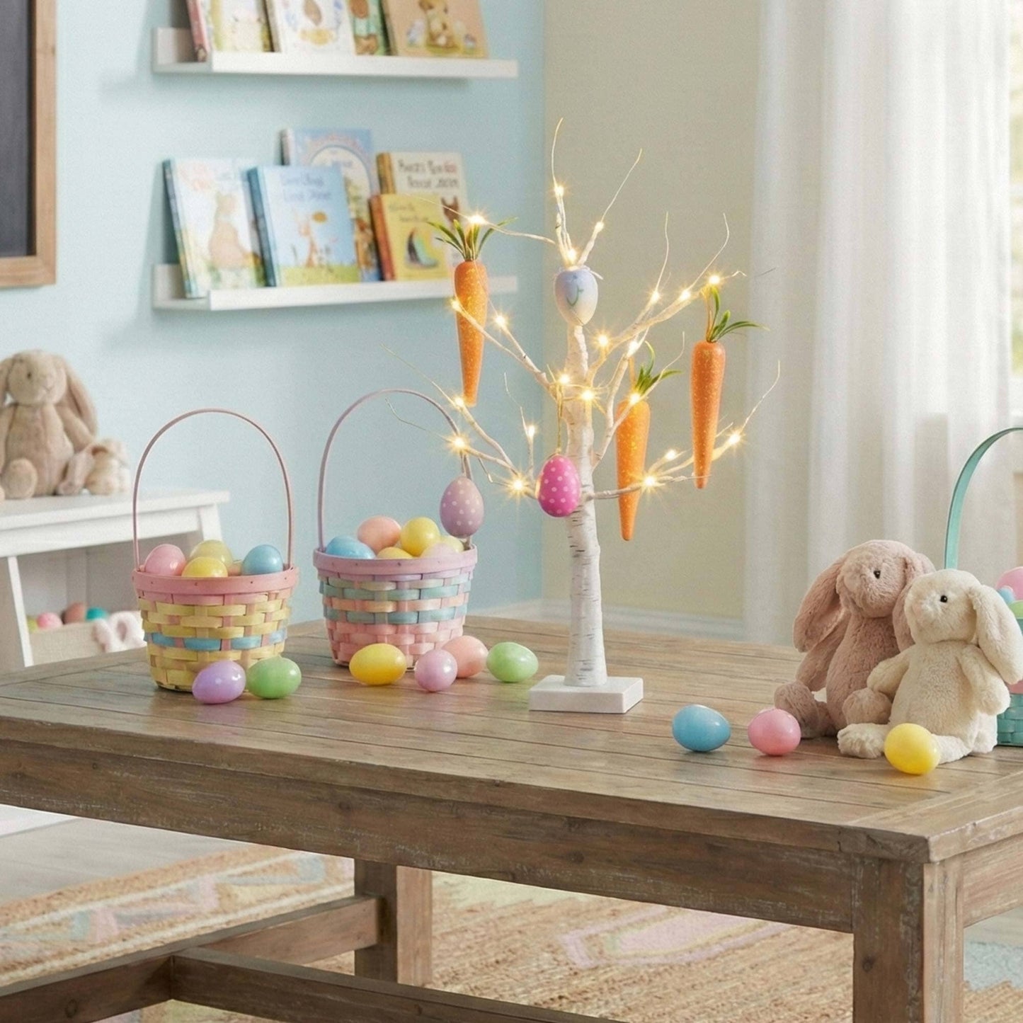 2' Pre-Lit Easter Egg and Carrots Ornament Twig Tree by Nearly Natural with LED lights on Tampa Home & Garden Store