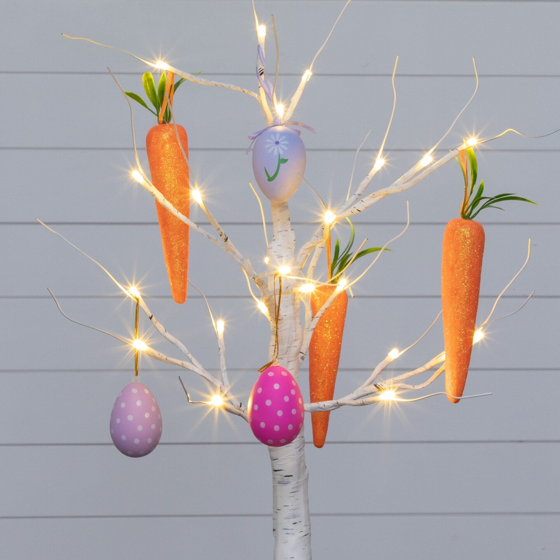 2' Nearly Natural pre-lit Easter egg and carrot ornament twig tree with 24 warm LEDs on Tampa Home & Garden Store